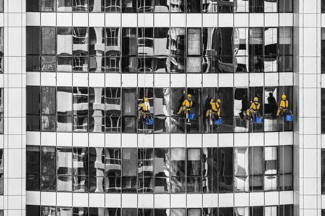 cleaning building